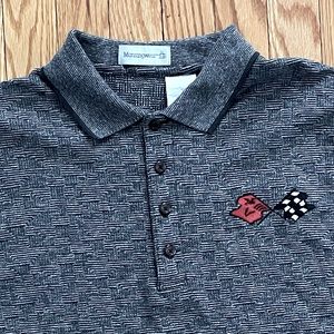 Munsingwear Penguin Mens Polo Shirt Racing Flags Embroidered Large car racing